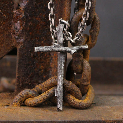 Christianartworkshop 925 Sterling Silver Modern & Minimalist  Cross Necklace: A Tribute to Raw Faith