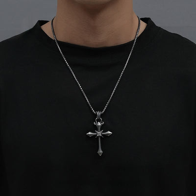 Christianartworkshop 925 Sterling Silver Modern & Minimalist Cross Necklace: Mysterious and Trendy Symbol of Belief