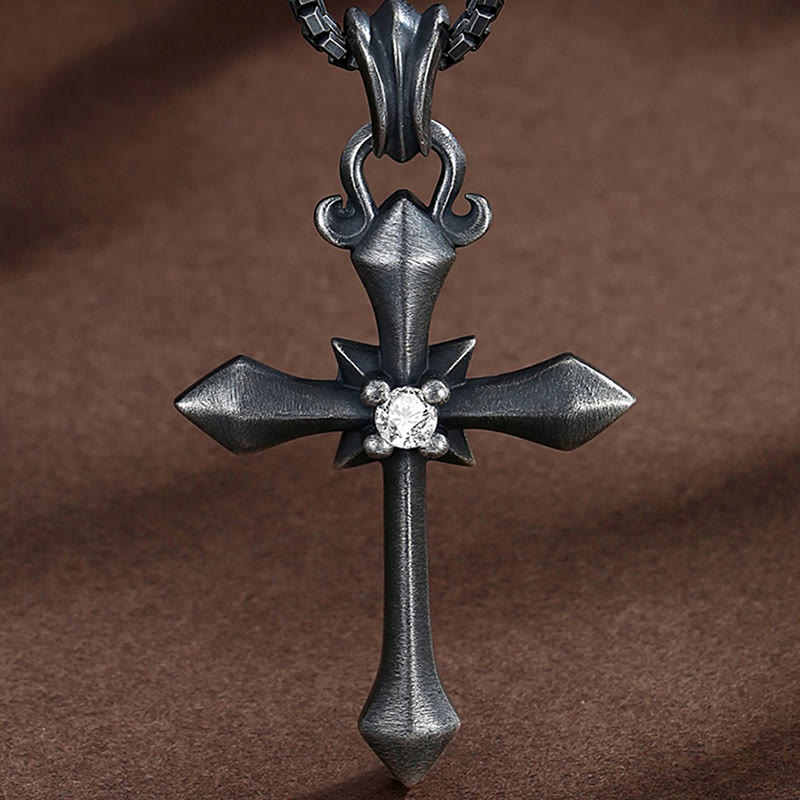 Christianartworkshop 925 Sterling Silver Modern & Minimalist Cross Necklace: Mysterious and Trendy Symbol of Belief