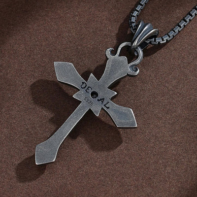 Christianartworkshop 925 Sterling Silver Modern & Minimalist Cross Necklace: Mysterious and Trendy Symbol of Belief