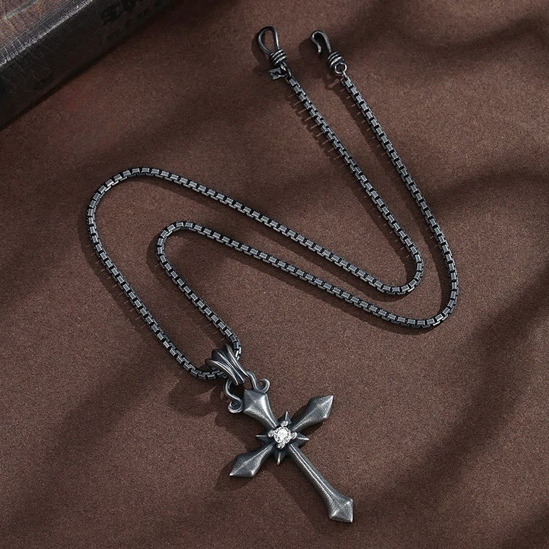 Christianartworkshop 925 Sterling Silver Modern & Minimalist Cross Necklace: Mysterious and Trendy Symbol of Belief