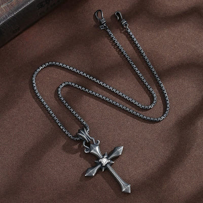 Christianartworkshop 925 Sterling Silver Modern & Minimalist Cross Necklace: Mysterious and Trendy Symbol of Belief
