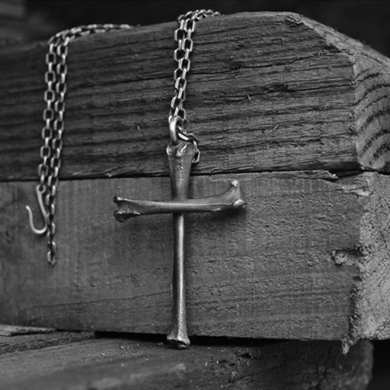 Christianartworkshop 925 Sterling Silver Modern & Minimalist Cross Bone-shaped Necklace: Showing Personality in Simplicity