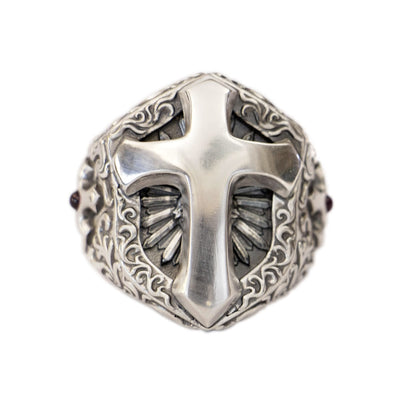 Christianartworkshop 925 Sterling Silver Divine Cross Ring - A Symbol of Spiritual Connection