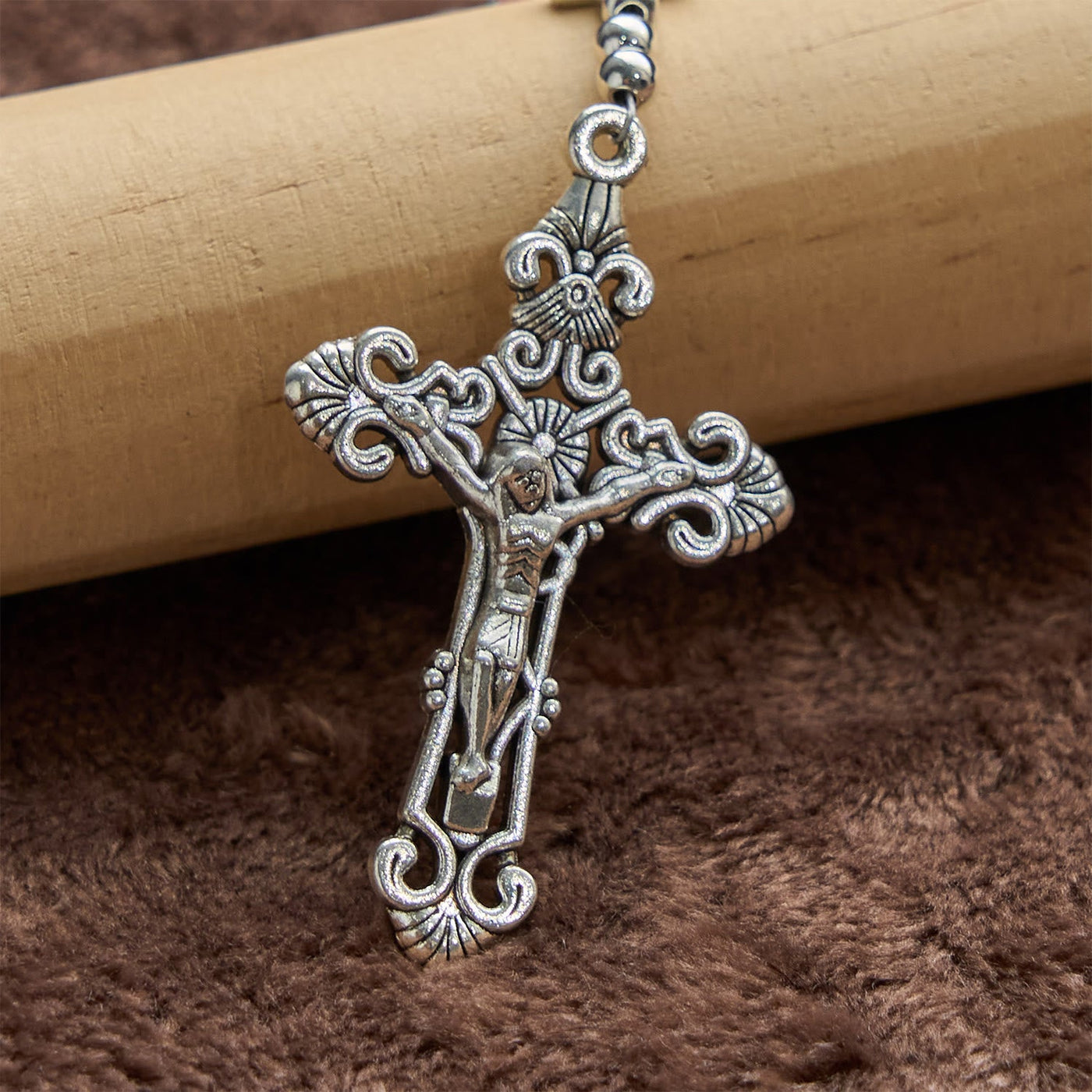 Christianartworkshop Handmade Rosary with Pink Round Beads & Crucifix – A Floral Tribute to the Sacred Heart