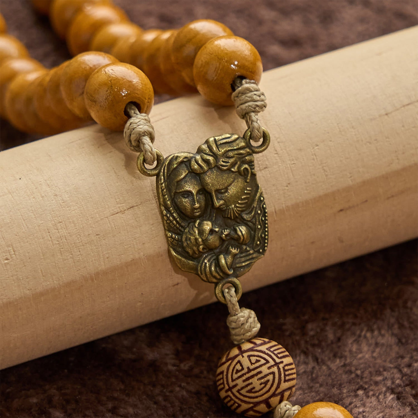 FREE Today: Holy Family & Crucifix of Handmade 10mm Olive Wood Bead Rosary for Holy Prayer