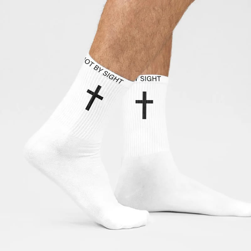 Christianartworkshop Christian Faith Cotton Socks — WALK BY FAITH, NOT BY SIGHT