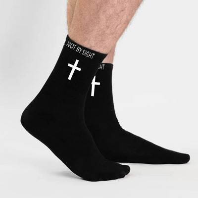 Christianartworkshop Christian Faith Cotton Socks — WALK BY FAITH, NOT BY SIGHT