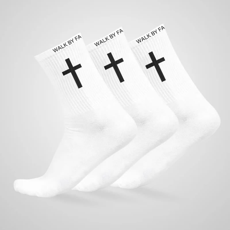 Christianartworkshop Christian Faith Cotton Socks — WALK BY FAITH, NOT BY SIGHT
