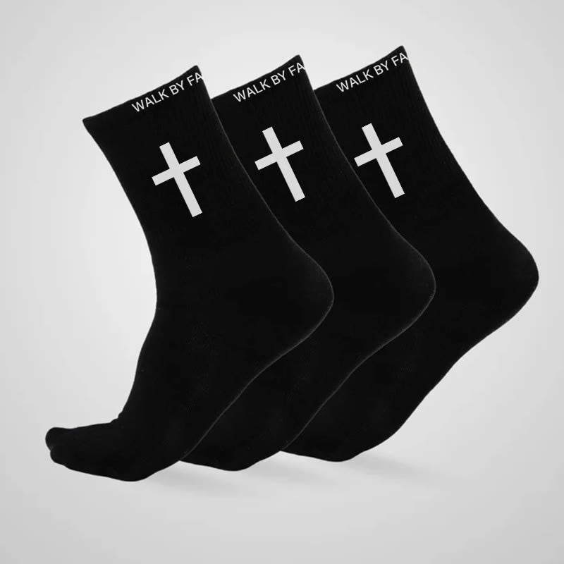 Christianartworkshop Christian Faith Cotton Socks — WALK BY FAITH, NOT BY SIGHT