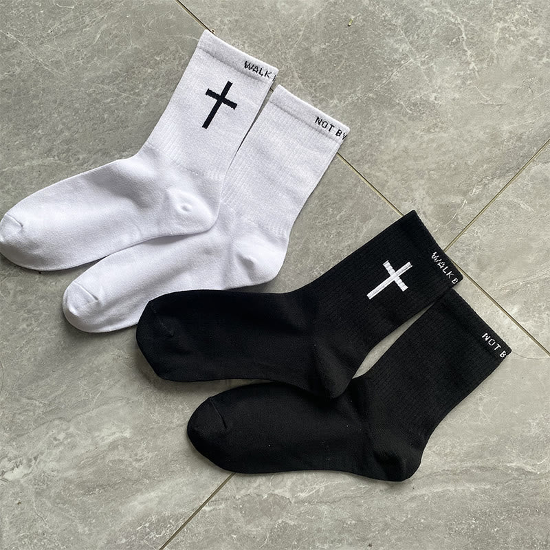 Christianartworkshop Christian Faith Cotton Socks — WALK BY FAITH, NOT BY SIGHT