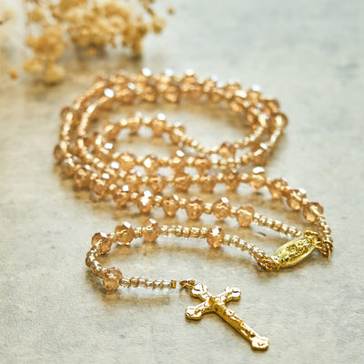 Christianartworkshop Champagne Crystal Our Lady of Guadalupe Rosary: A Divine Sparkle