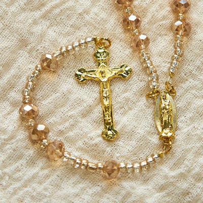 Christianartworkshop Champagne Crystal Our Lady of Guadalupe Rosary: A Divine Sparkle