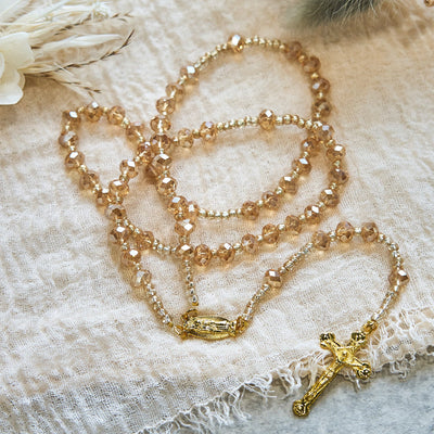 Christianartworkshop Champagne Crystal Our Lady of Guadalupe Rosary: A Divine Sparkle