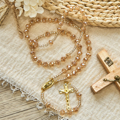 Christianartworkshop Champagne Crystal Our Lady of Guadalupe Rosary: A Divine Sparkle