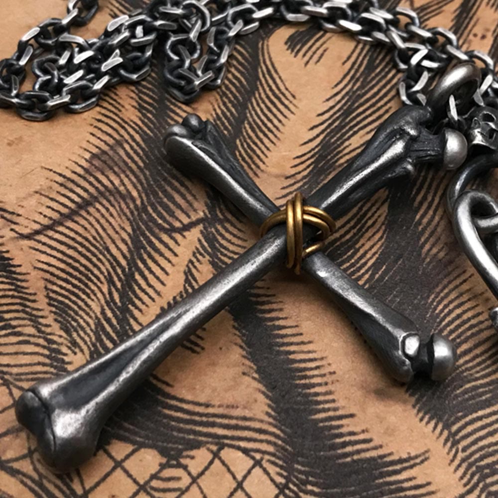 Christianartworkshop 925 Sterling Silver Minimalist Cross - Bone Necklace: Religious Emblem of Modern Spirituality