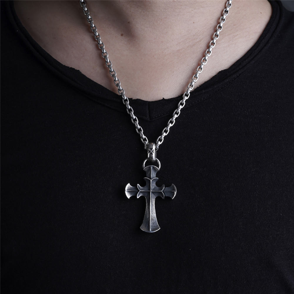 Christianartworkshop 925 Sterling Silver Vintage Cross with Crown Necklace: A Timeless Token of Religious Devotion