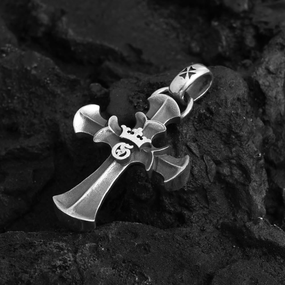Christianartworkshop 925 Sterling Silver Vintage Cross with Crown Necklace: A Timeless Token of Religious Devotion