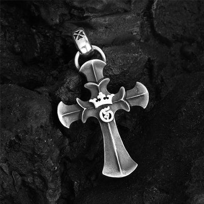 Christianartworkshop 925 Sterling Silver Vintage Cross with Crown Necklace: A Timeless Token of Religious Devotion