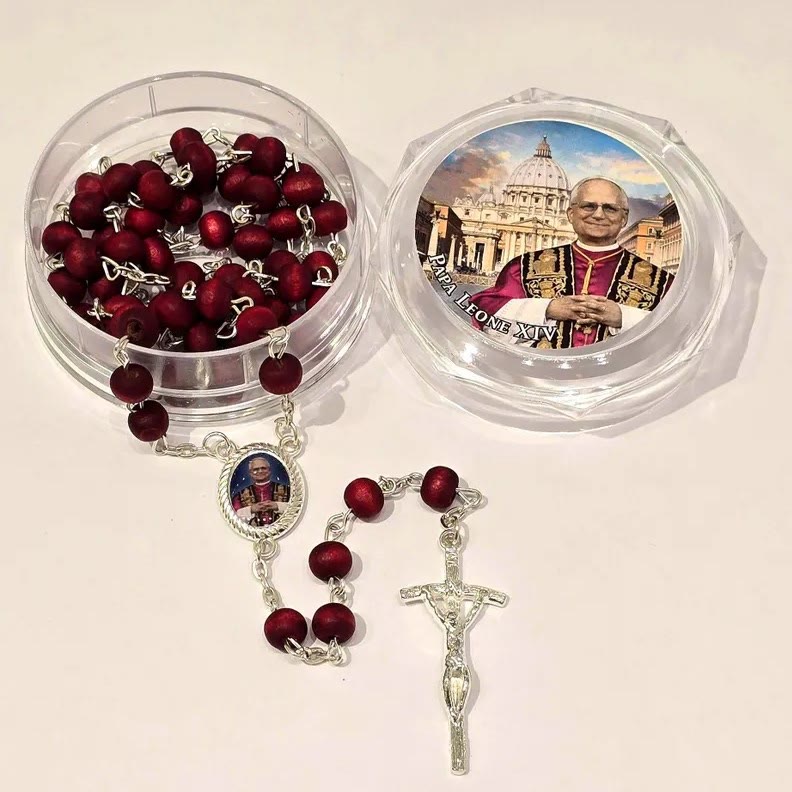 Christianartworkshop Pope Leo XIV Red Wood Beads Rosary Commemorating: A Spiritual Treasure