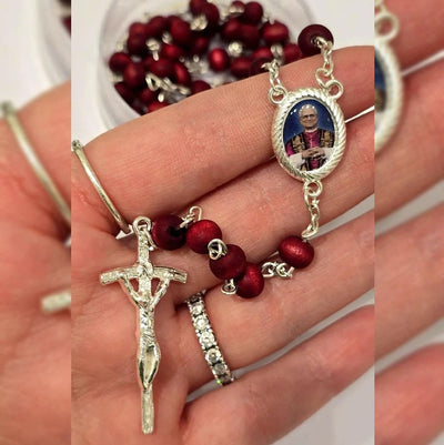 FREE Today: Pope Leo XIV Red Wood Beads Rosary Commemorating: A Spiritual Treasure