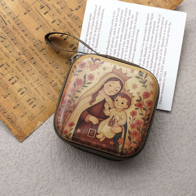 Christianartworkshop 9 Patterns Cartoon Style Square Rosary Cases: A Beautiful Blend of Faith and Function