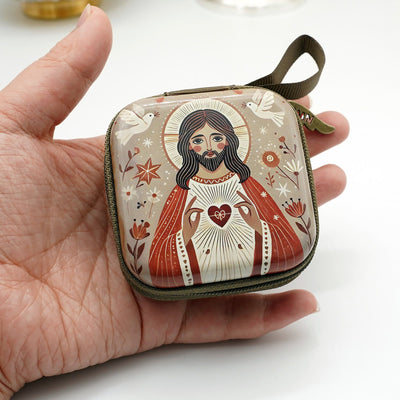 Christianartworkshop 9 Patterns Cartoon Style Square Rosary Cases: A Beautiful Blend of Faith and Function