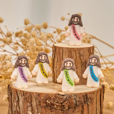 Christianartworkshop 5/10/20/30pcs Glow-in-the-dark Colorful Mini Jesus Figurine with Jesus Love you