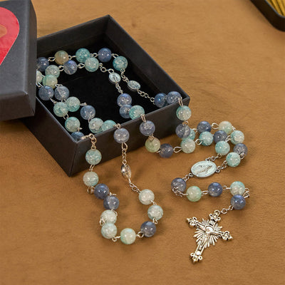 FREE Today: Handmade Original Grey Blue Rosary with Miraculous Medal: A Unique Expression of Faith
