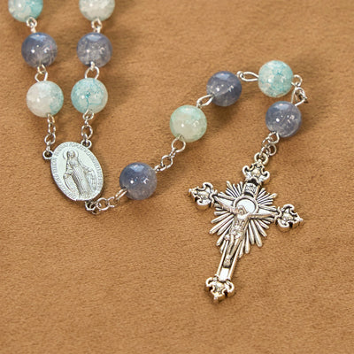 FREE Today: Handmade Original Grey Blue Rosary with Miraculous Medal: A Unique Expression of Faith