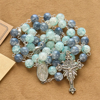 FREE Today: Handmade Original Grey Blue Rosary with Miraculous Medal: A Unique Expression of Faith