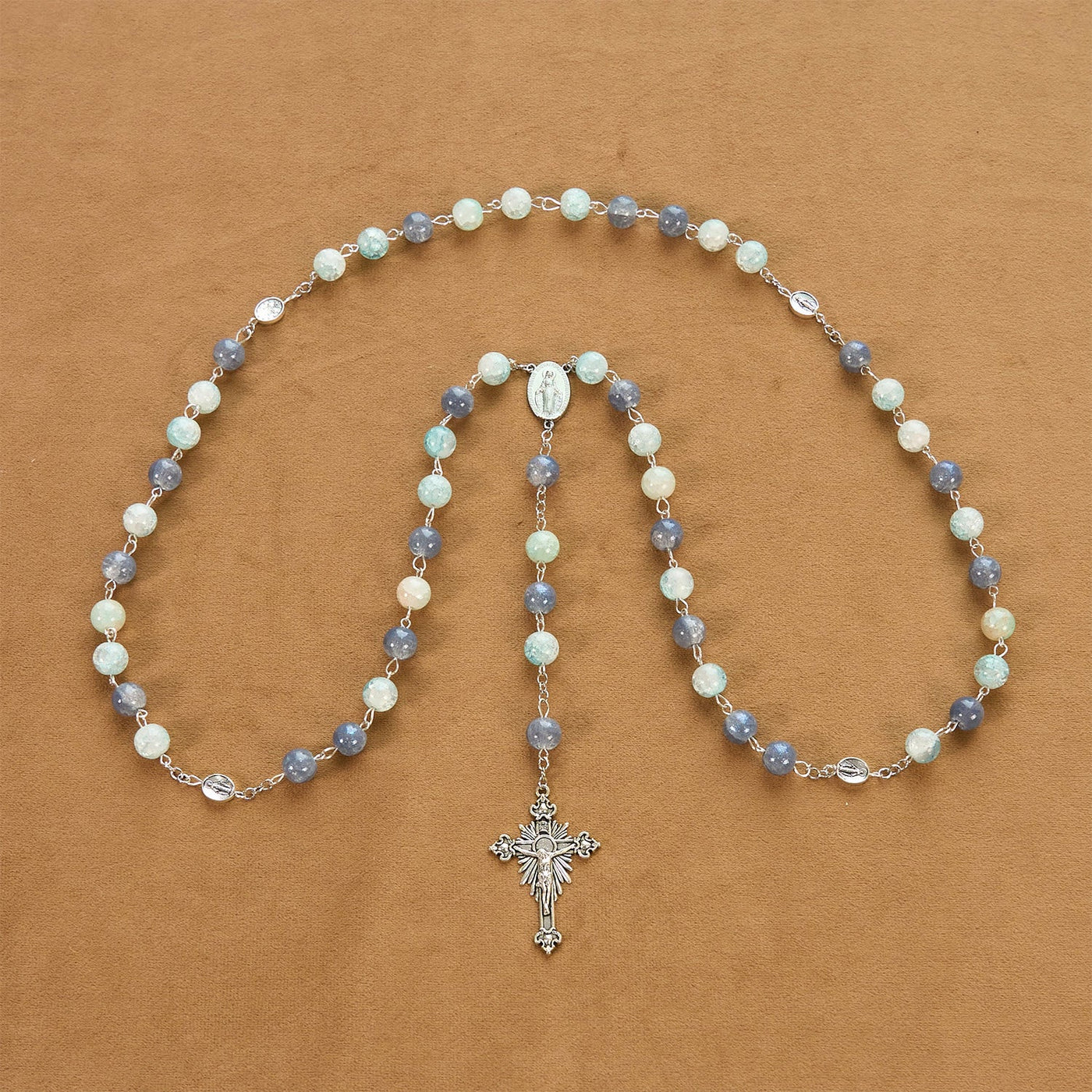 FREE Today: Handmade Original Grey Blue Rosary with Miraculous Medal: A Unique Expression of Faith