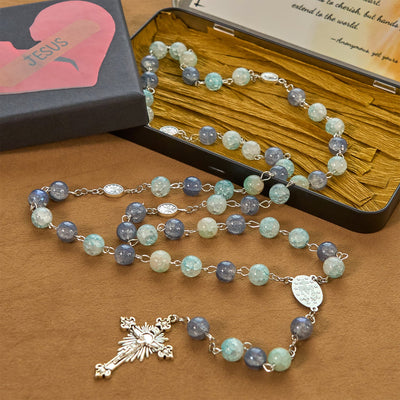 FREE Today: Handmade Original Grey Blue Rosary with Miraculous Medal: A Unique Expression of Faith