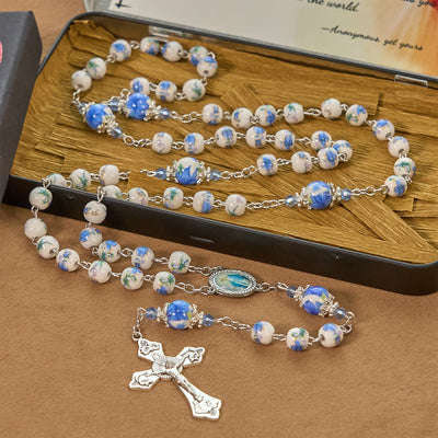 Christianartworkshop Handmade Floral Lily of the Vally Beads Rosary: Divine Peace Gem