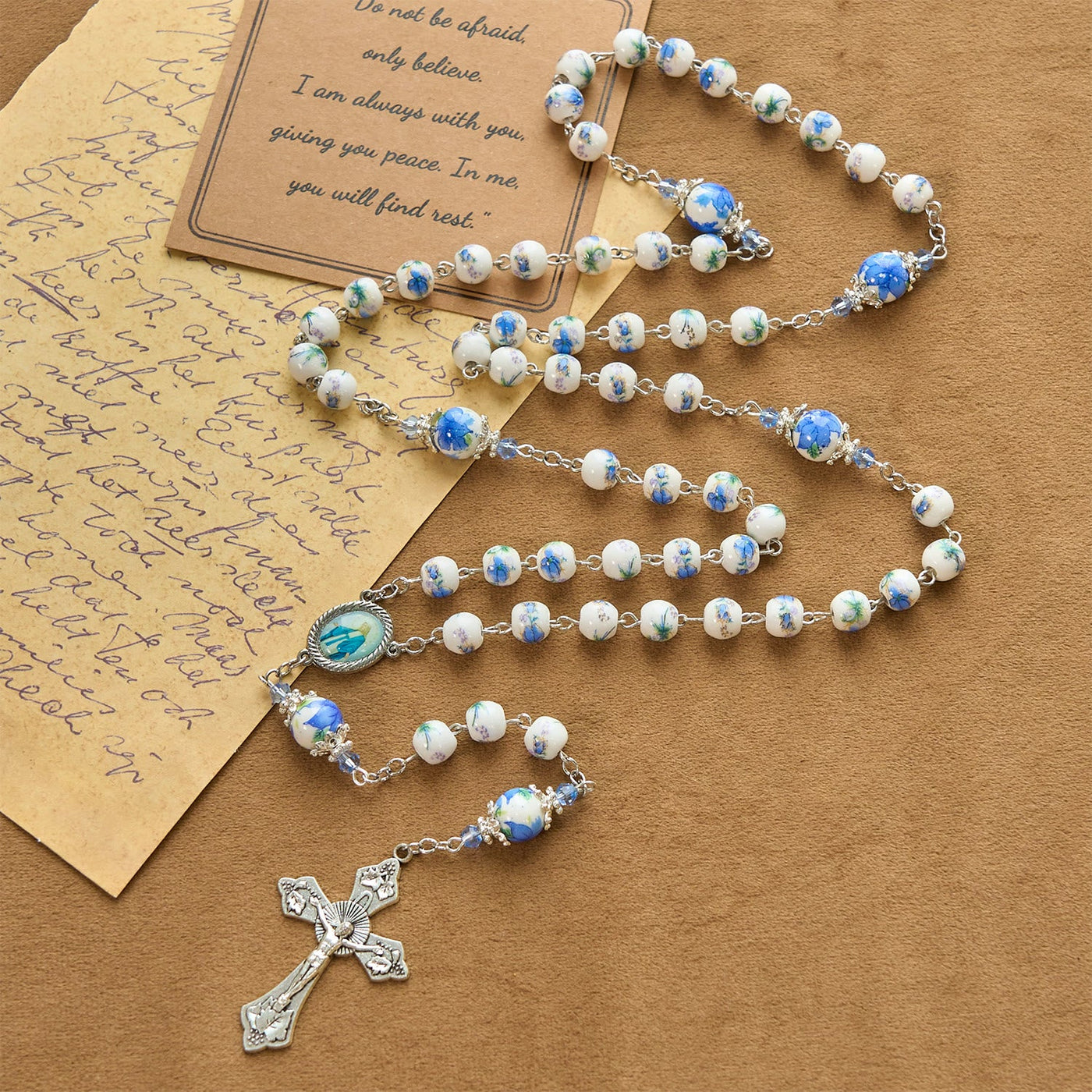 Christianartworkshop Handmade Floral Lily of the Vally Beads Rosary: Divine Peace Gem