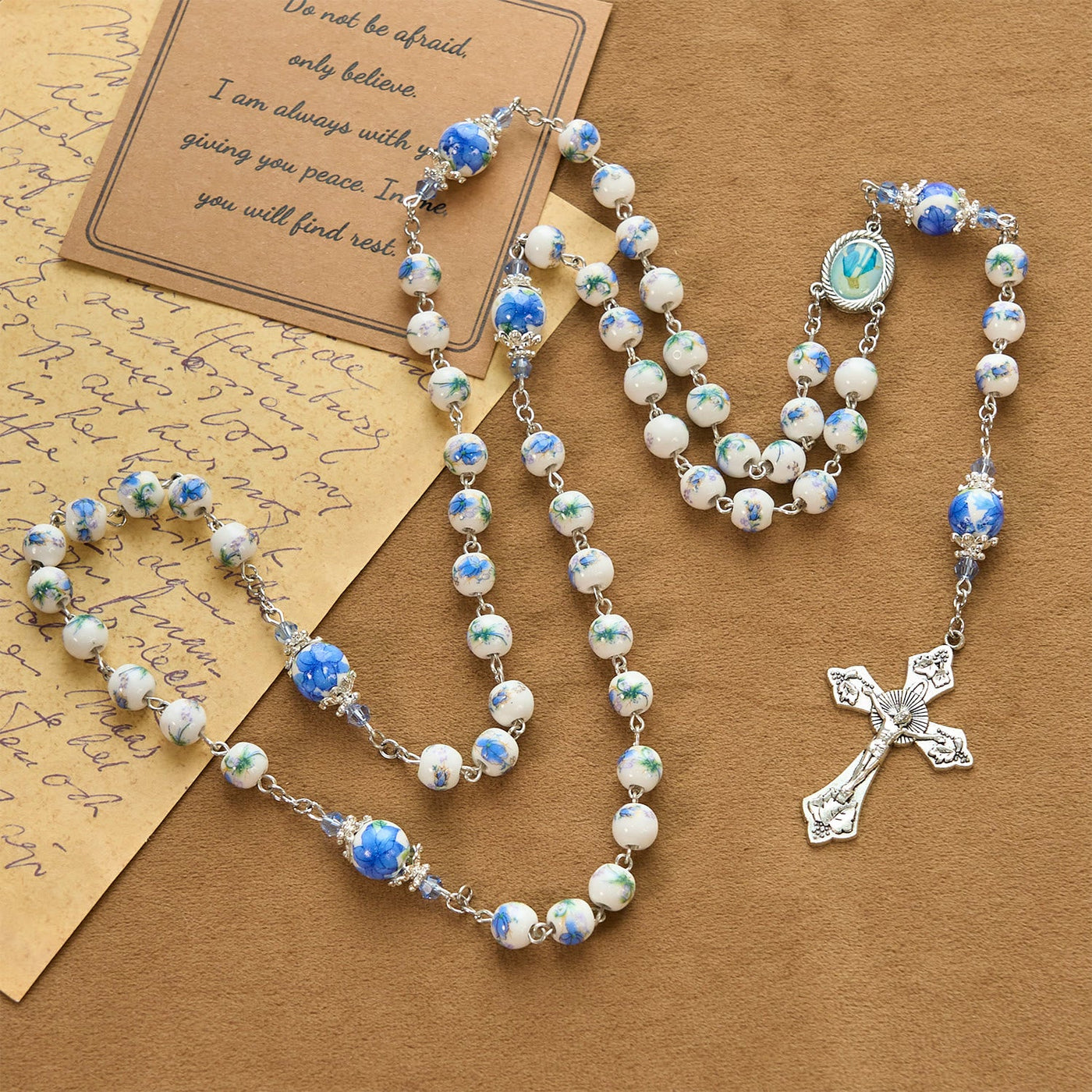 Christianartworkshop Handmade Floral Lily of the Vally Beads Rosary: Divine Peace Gem