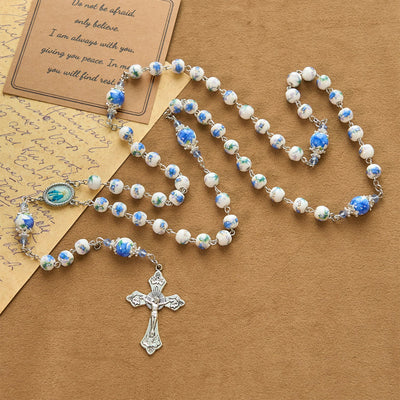 Christianartworkshop Handmade Floral Lily of the Vally Beads Rosary: Divine Peace Gem