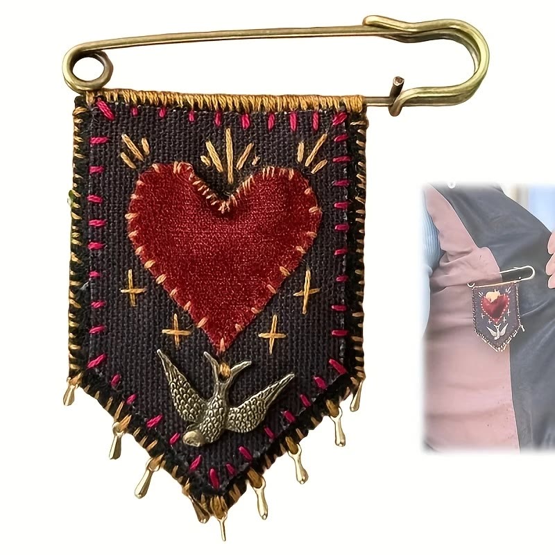 Christianartworkshop Hand-Embroidered Hope Protection Pocket Brooch