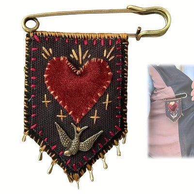 Christianartworkshop Hand-Embroidered Hope Protection Pocket Brooch