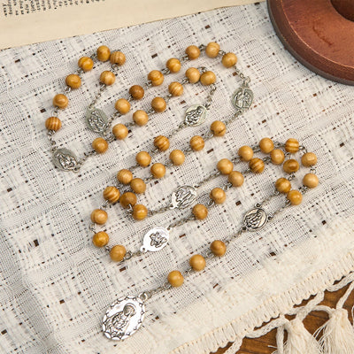 Christianartworkshop Olive Wood Rosary Featuring Our Lady Medal: Divine Devotion in Every Bead