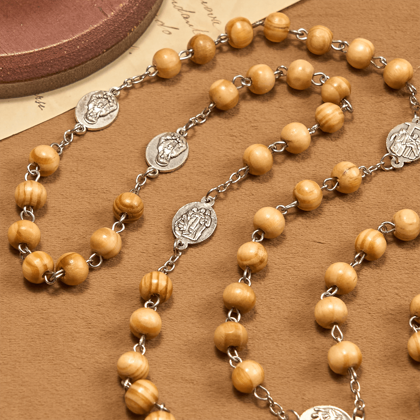 Christianartworkshop Olive Wood Rosary Featuring Our Lady Medal: Divine Devotion in Every Bead