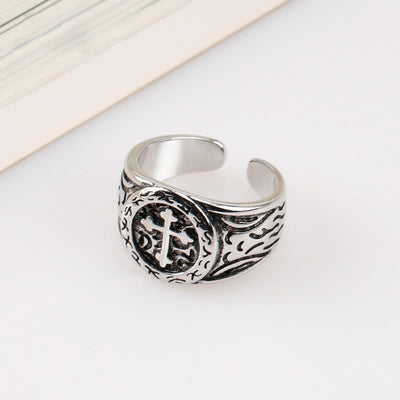 Christianartworkshop Classic 925 Silver Cross Ring with Ornate Patterns: Handmade Relic of Faith