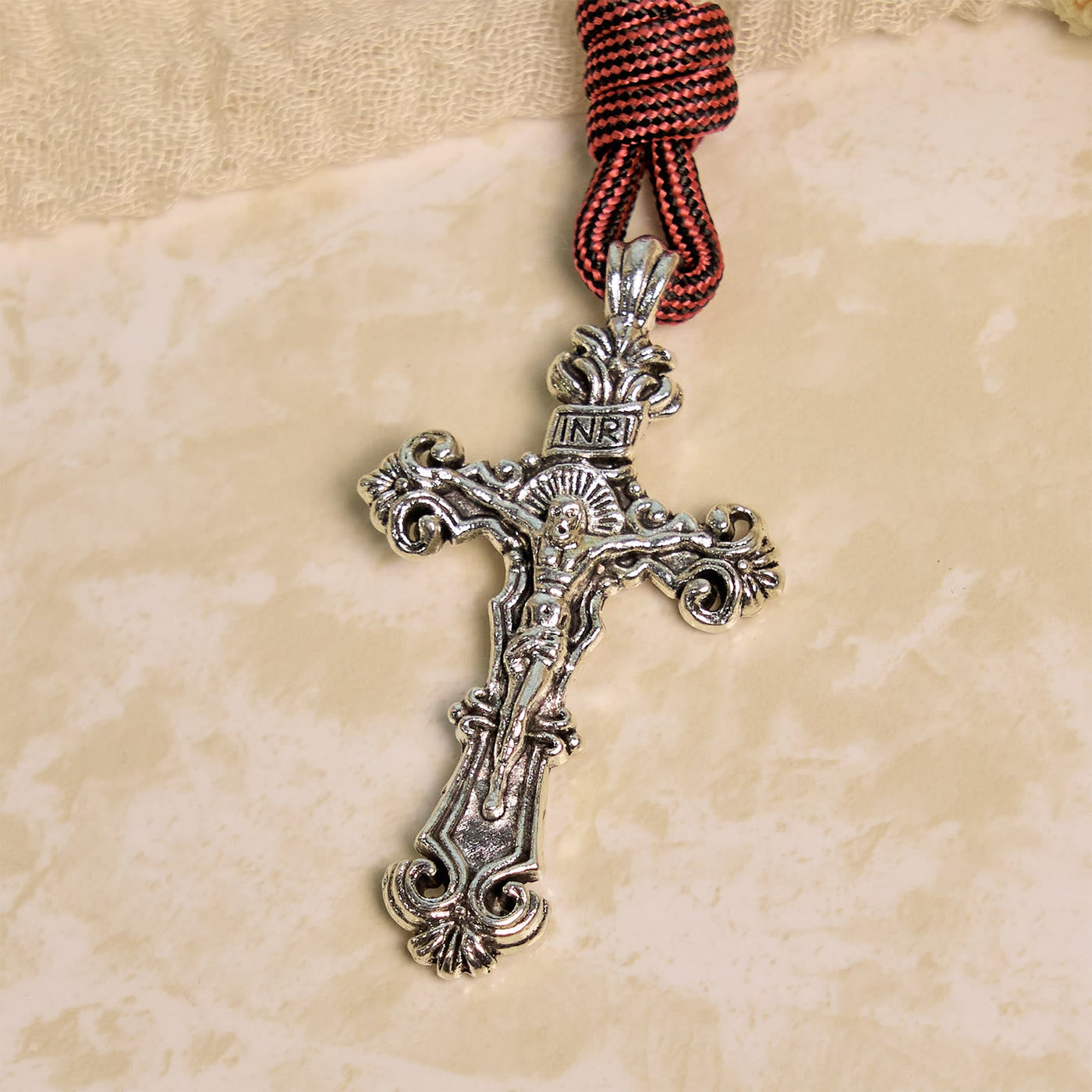 Christianartworkshop All-Place Portable Paracord Pocket Rosary with Crucifix & St. Benedict: Faith for Every Spot