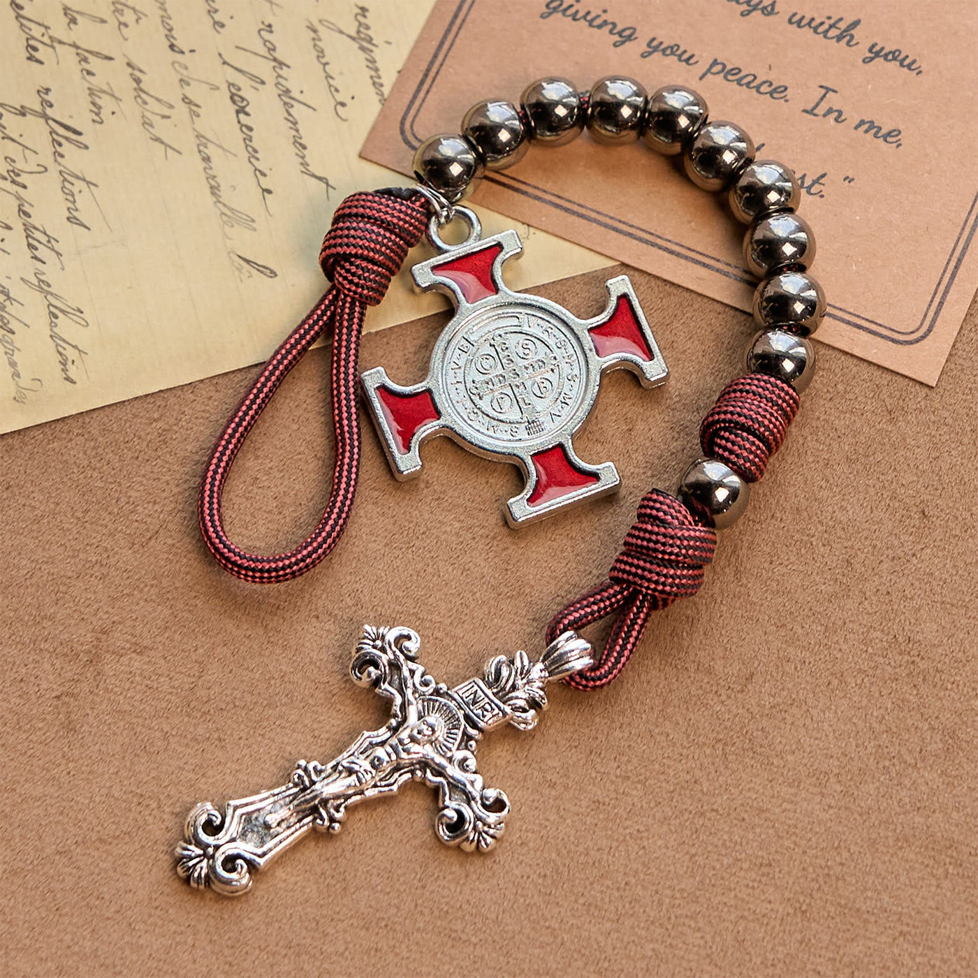 FREE Today: All-Place Portable Paracord Pocket Rosary with Crucifix & St. Benedict: Faith for Every Spot