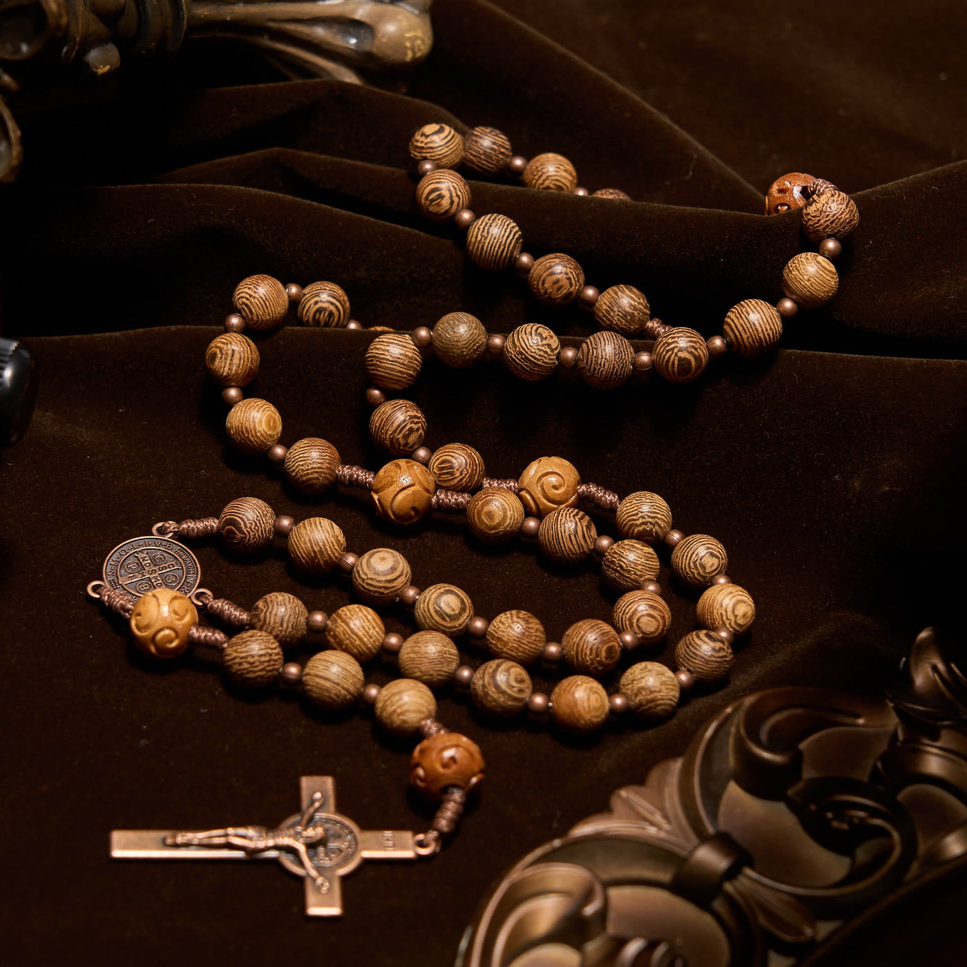 Christianartworkshop Divine Olive Wood Rosary Adorned with St. Benedict Medal & Crucifix: Sacred Devotion
