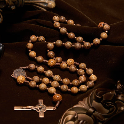 Christianartworkshop Divine Olive Wood Rosary Adorned with St. Benedict Medal & Crucifix: Sacred Devotion