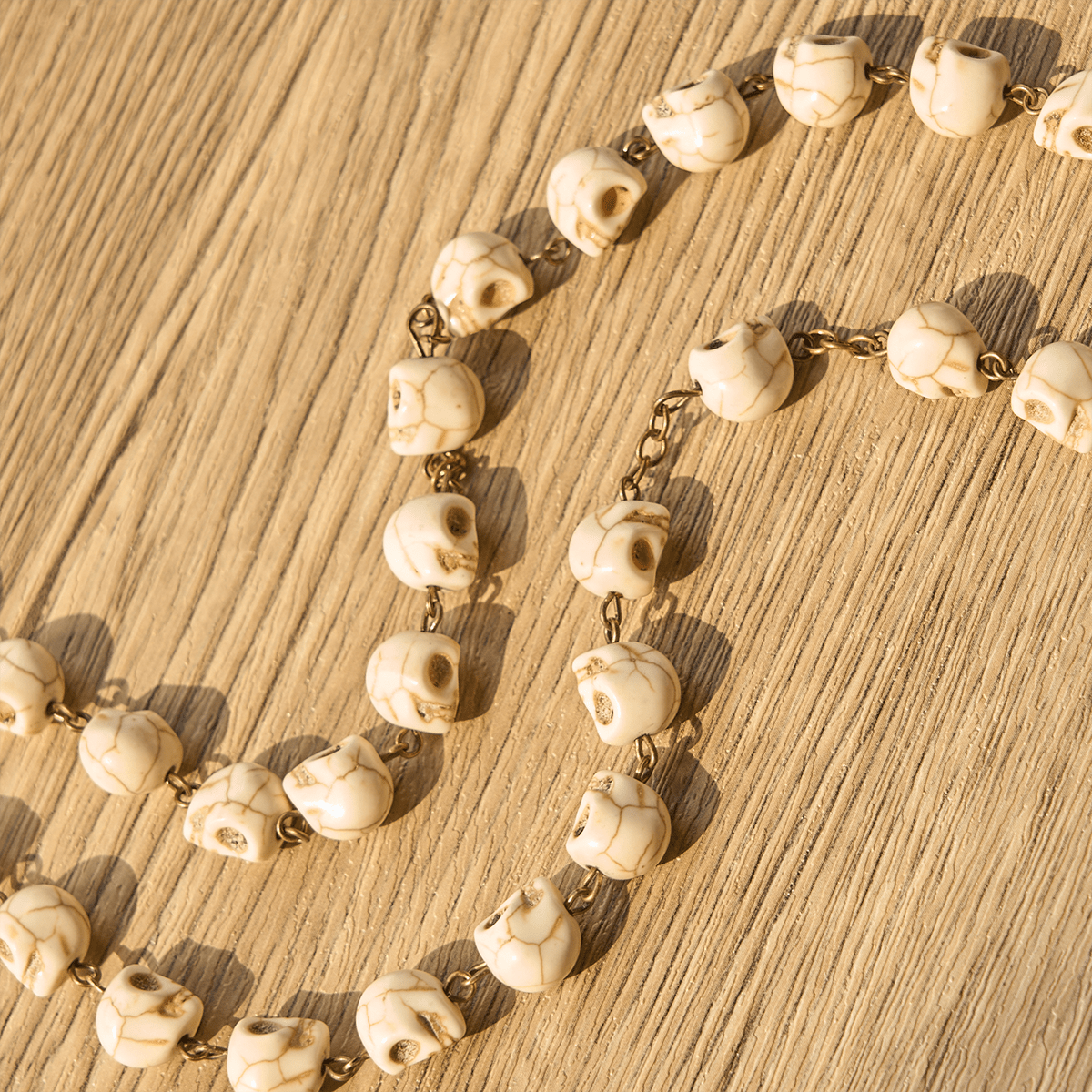 FREE Today: Saint Benedict & Crucifix of 8 mm White Pine Skull Alloy Chain Rosary Necklace