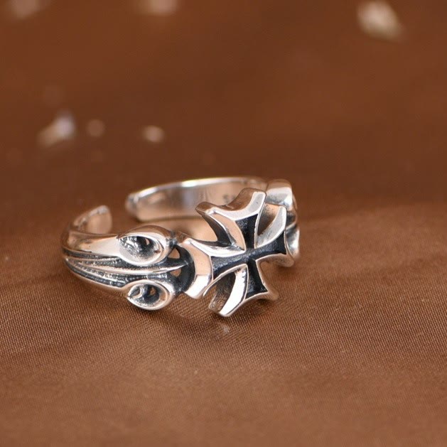 Christianartworkshop Minimalist 925 Silver Adjustable Maltese Cross Band Ring: Precious Heirloom of Faith