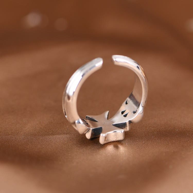 Christianartworkshop Minimalist 925 Silver Adjustable Maltese Cross Band Ring: Precious Heirloom of Faith