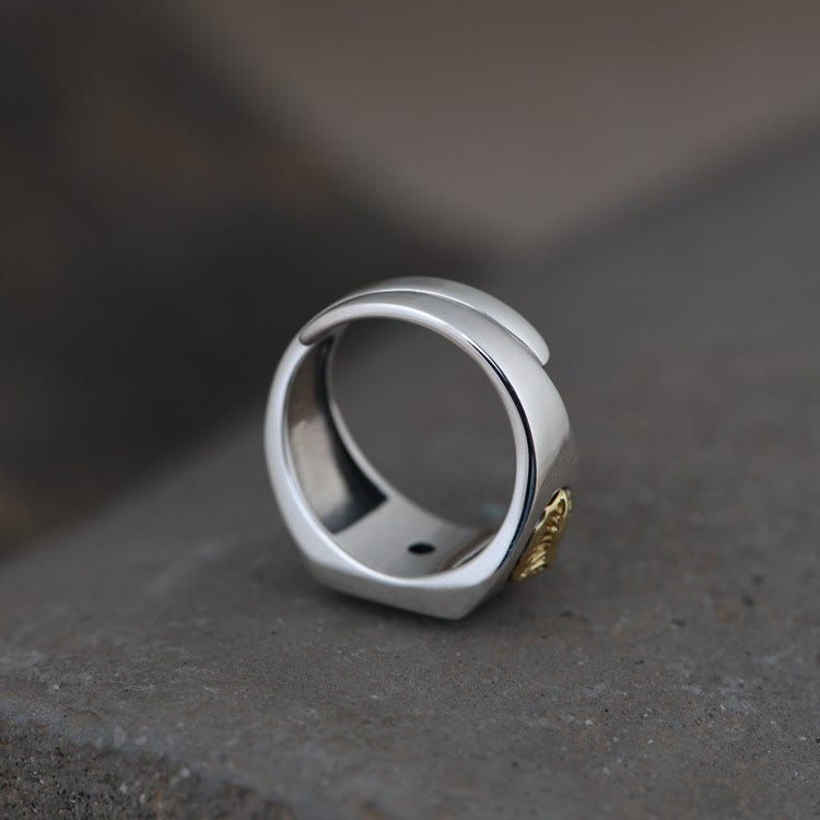 Christianartworkshop Cross and Virgin Mary with White Cubic 925 Sterling Silver Adjustable Vintage Ring